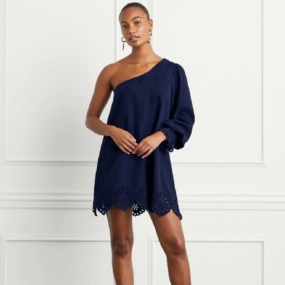 Hill House Dresses & Skirts - Hill House Milla Navy Linen One Shoulder Dress